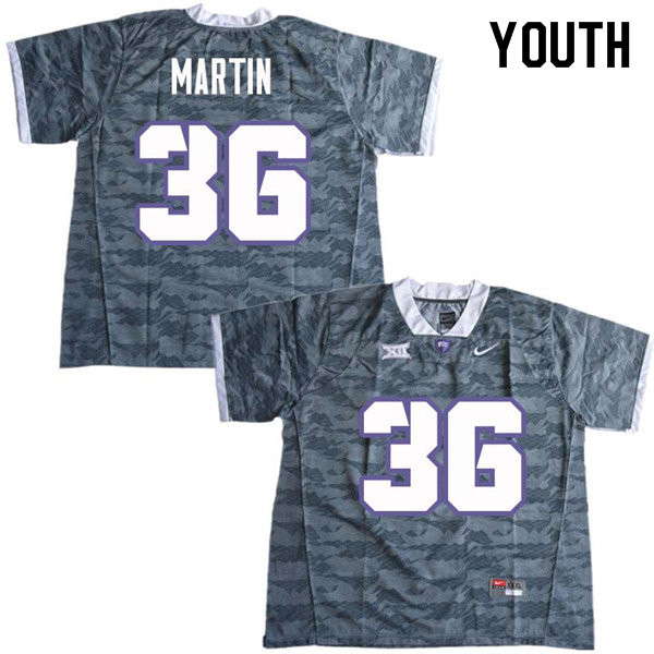 Youth #36 Ryan Martin TCU Horned Frogs College Football Jerseys Sale-Gray